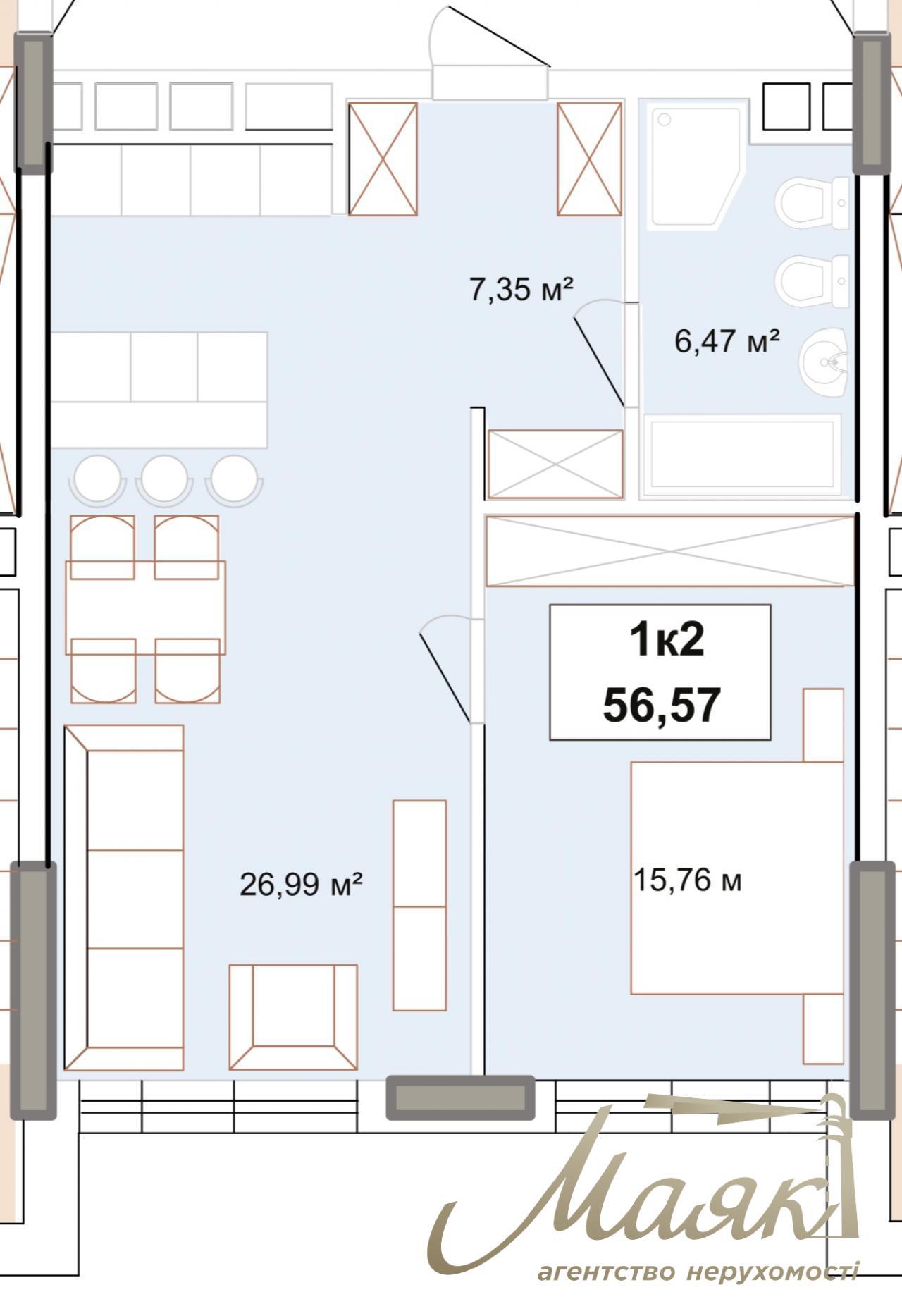 Продається 1-к квартира в ЖК Edelweiss, 56 м2