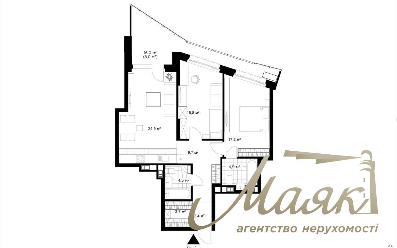 Sale of 3-room apartment in residential complex Diadans
