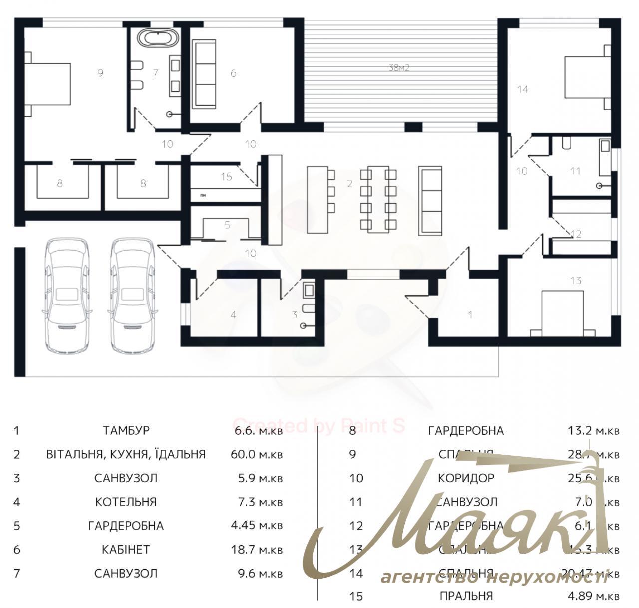 Sale of a 320 m2 house in hi-tech style in Romankov