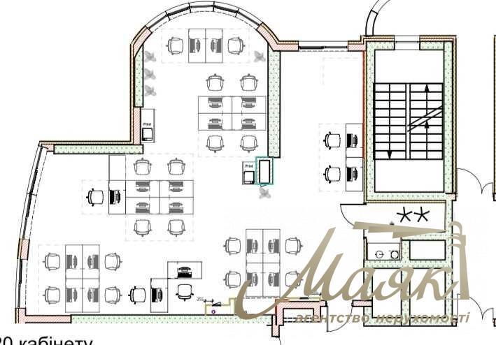 Office space for rent 102m2 furnished, Sobornosti 30A, Levoberezhnaya