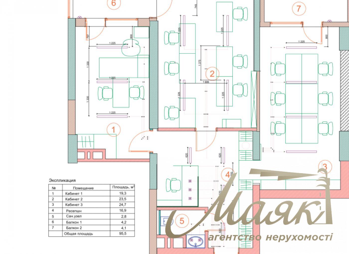 Оренда офісу 95м2 в ЖК Royal Tower вул.Саксаганського 37-К, Олімпійська.