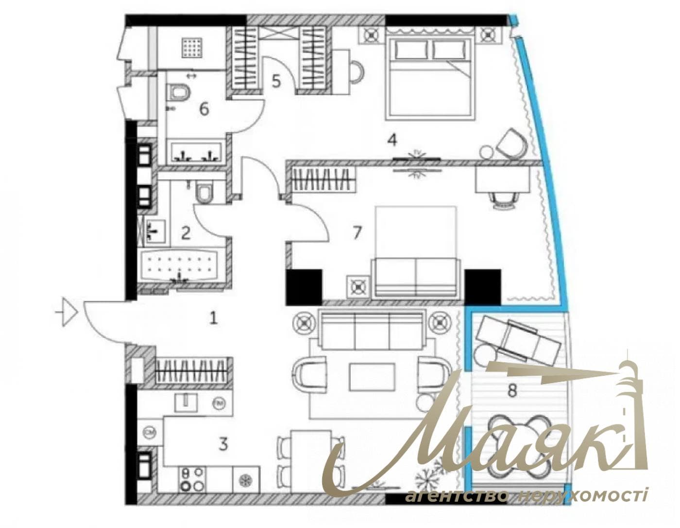 Rent a 3-bedroom apartment in the Taryan Towers residential complex named after John Paul II