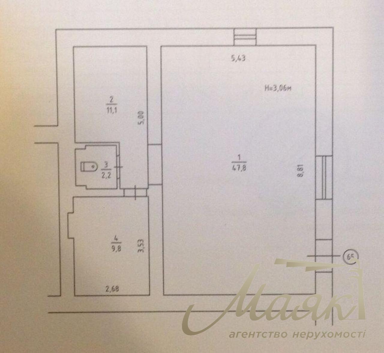 Sale of premises 72 m2 Belorusskaya 1