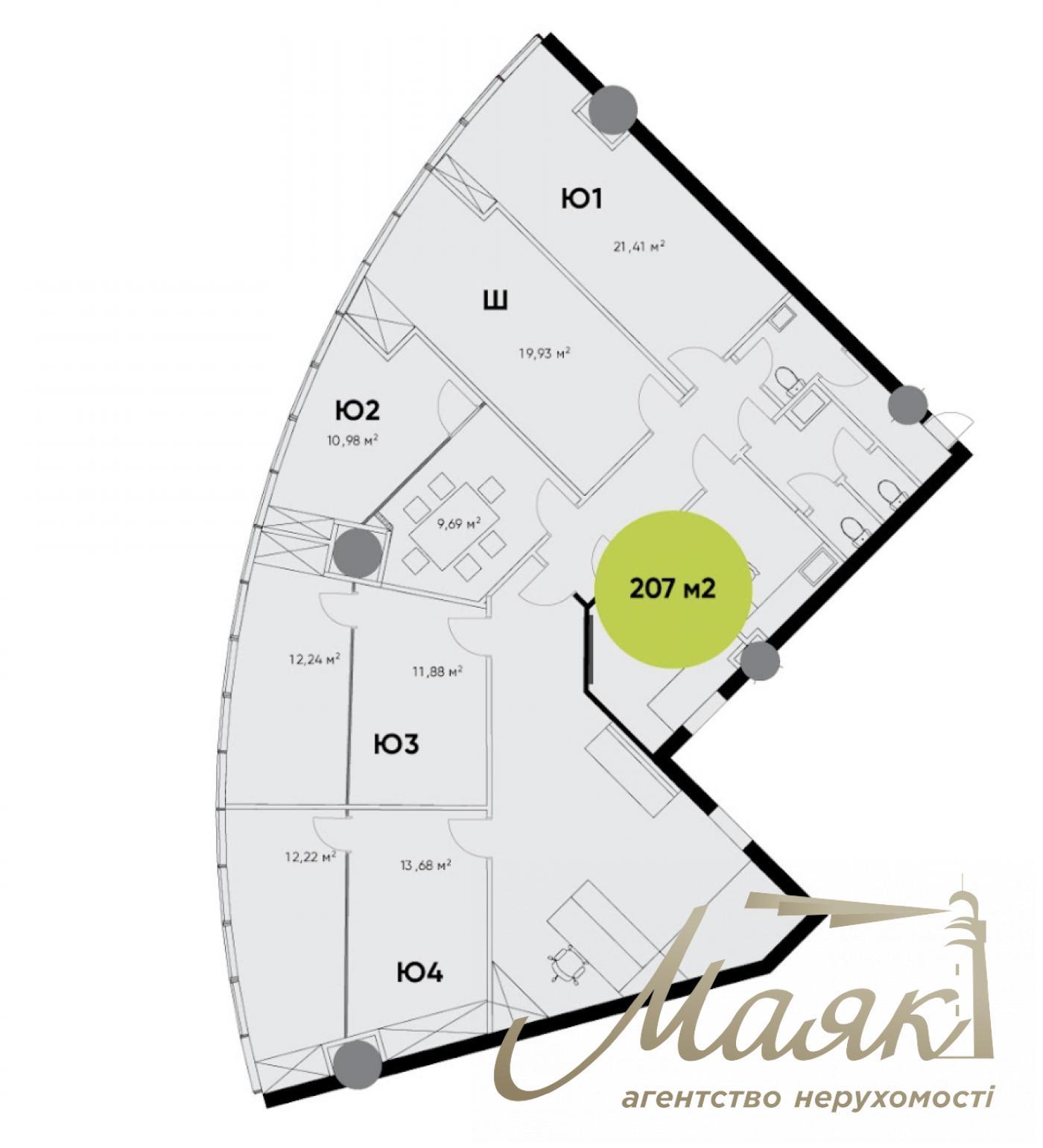 Office for rent 207m2 in BC IQ Bolsunovskaya str. 13-15, Pechersk