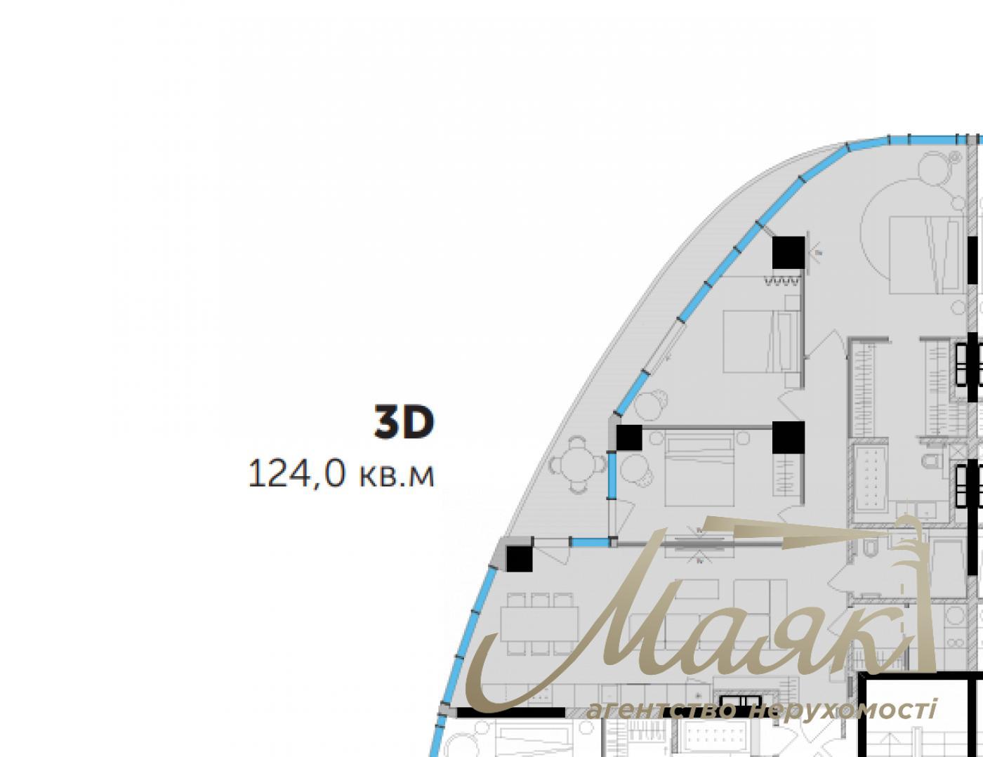 Sale of 3k 122 m2 apartment in Tarian Tavers residential complex, st. Patrice Lumumba