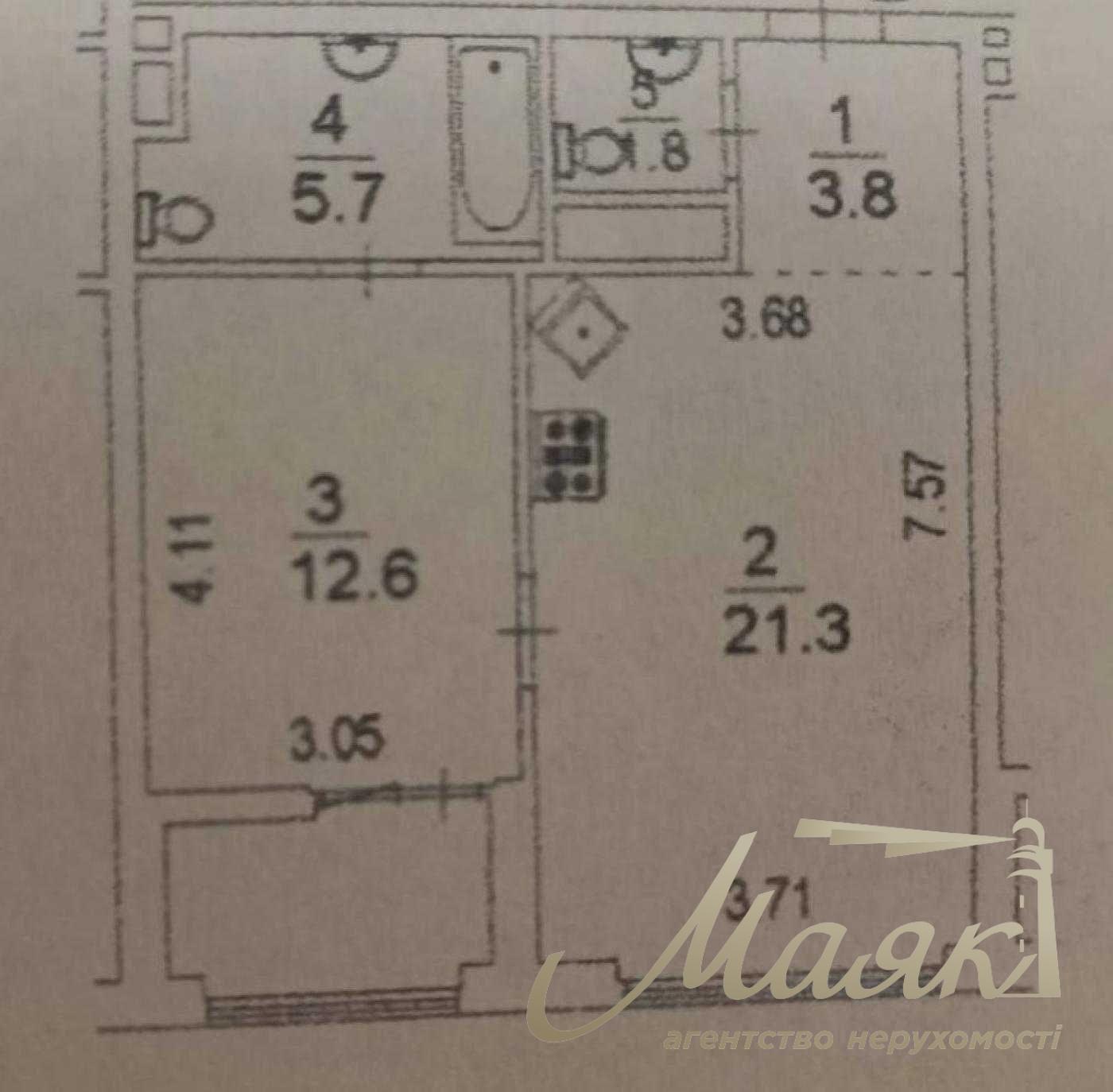 For sale 1k apartment 50m2 in LCD Slavutich