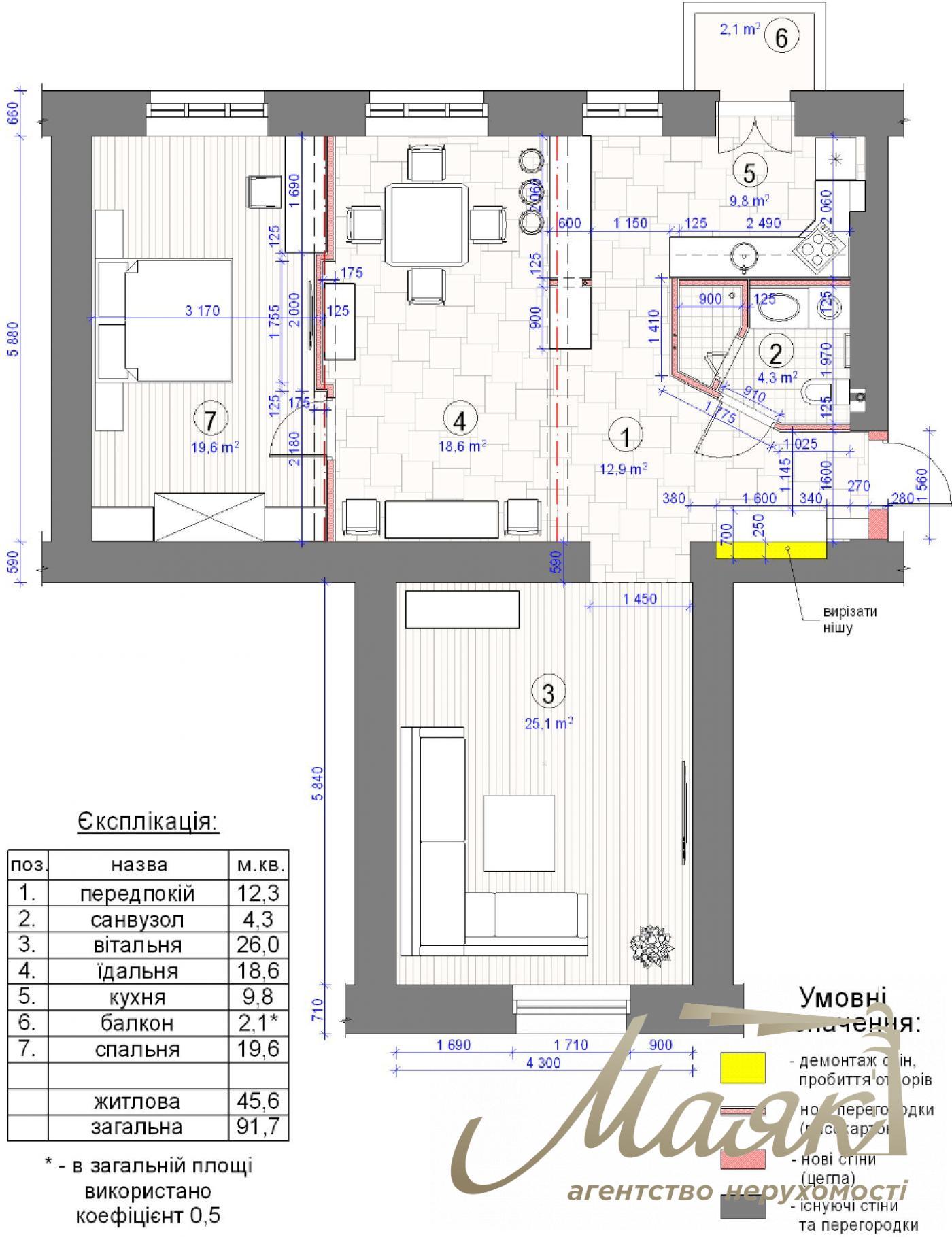 Rent apartment 91.7m2 st. Bankova 3, Lipki, Pechersky district, Government quarter, Kyiv