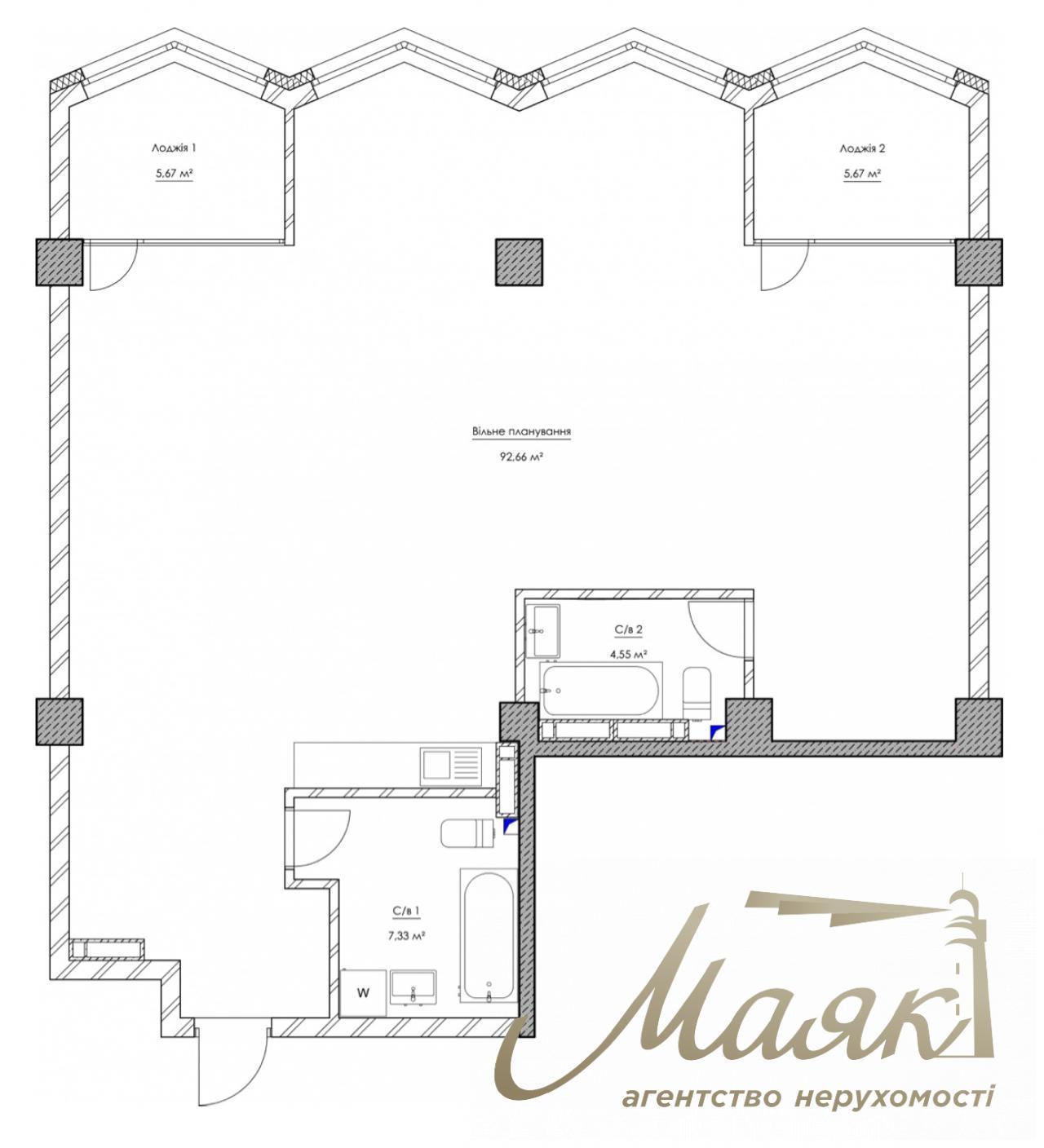 Apartment for sale in KYIVPROEKT City Space residential complex with free layout