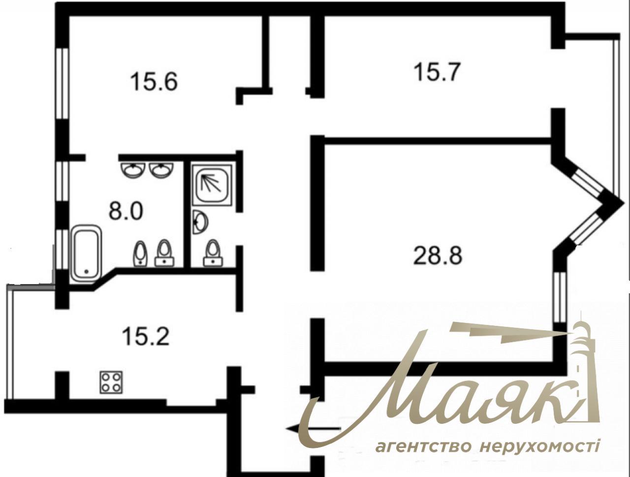 Продаж 3-к квартири 104 м2 на Інституцькій м. Хрещатик