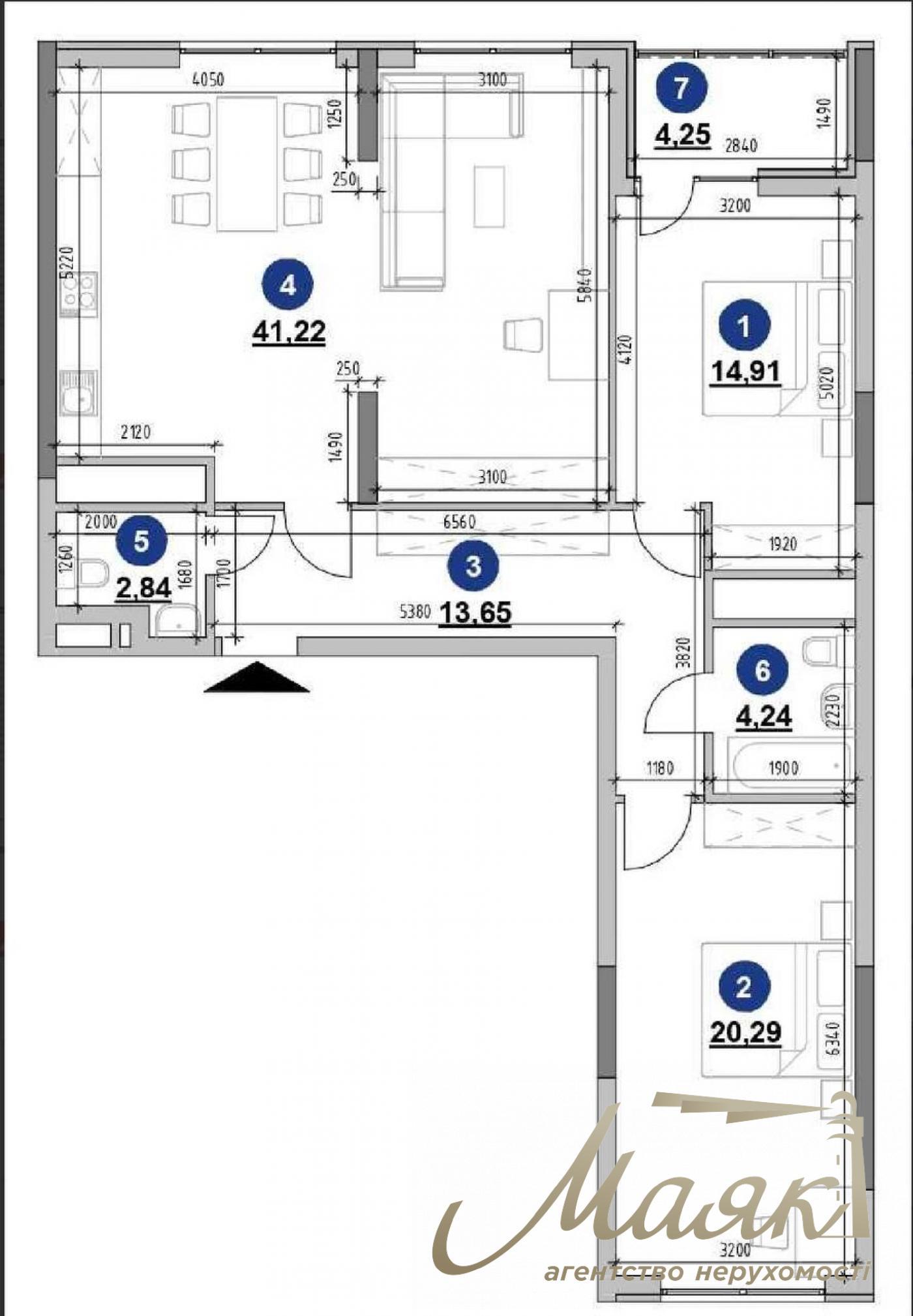 Продажа 3к квартиры 101.4м2 ЖК Nordica, 1 дом