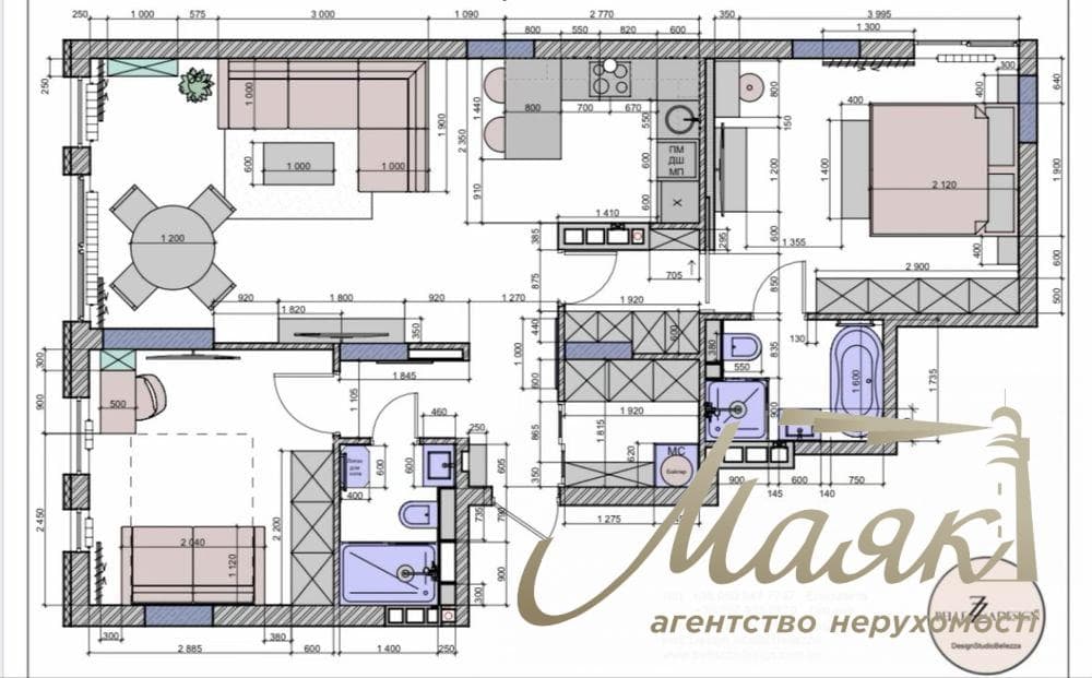 Продажа дизайнерской квартиры 78,7 м² в ЖК «Файна Таун», ул. Салютная, м.Нывки