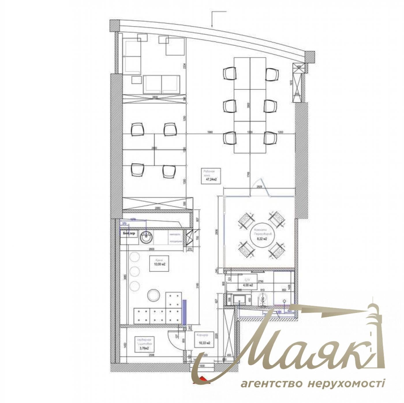 Office for sale 82 sq.m. Residential Complex Carnegie Tower, Pechersk, Center