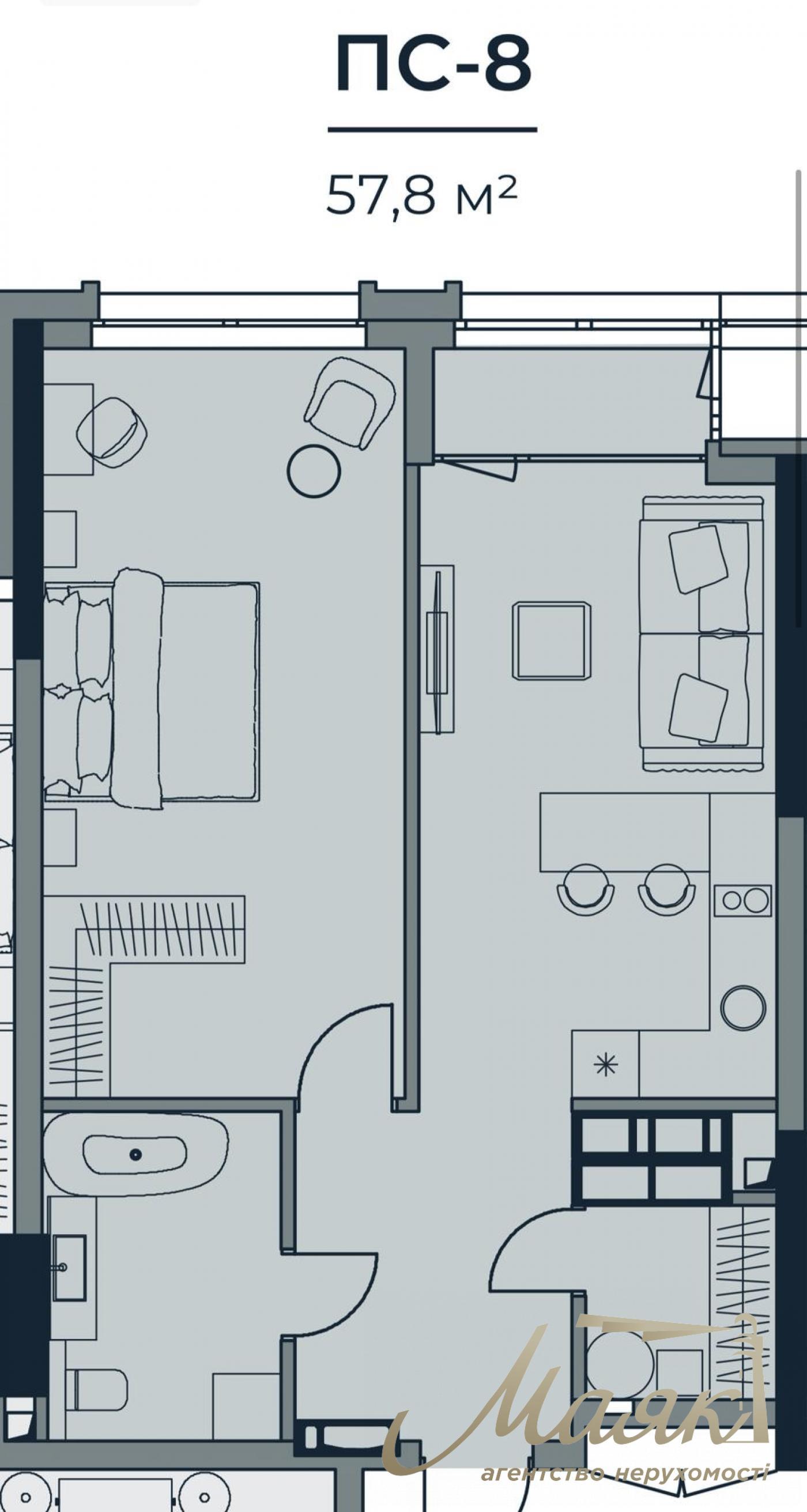 Продаж 1кімнатної квартири, 57.8м2, ЖК А136, Антоновича, центр