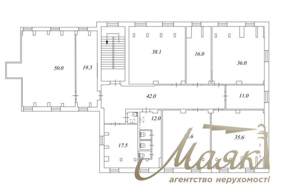 316 m² commercial space for rent in Podil; includes a GENERATOR