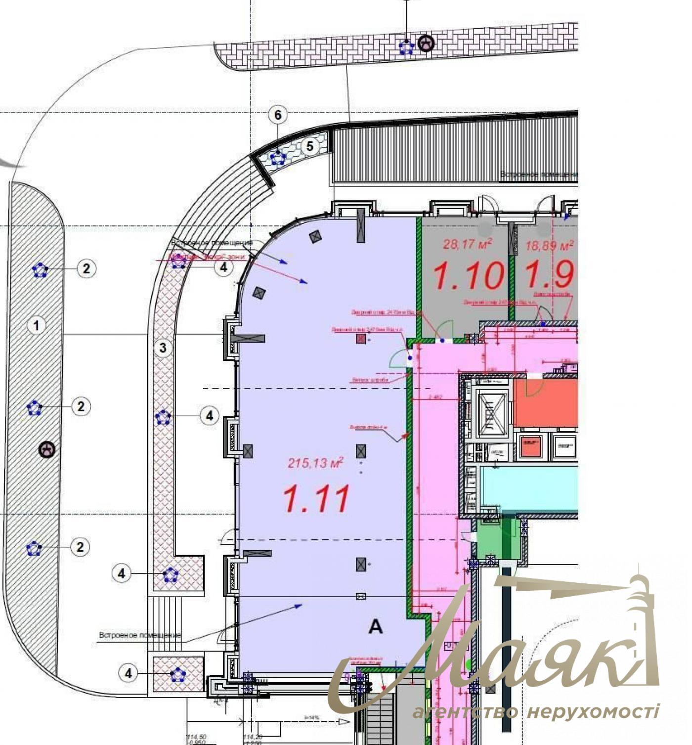 Аренда фасадного помещения 220м2 в ЖК Atlantic Residences Фасад Оренда