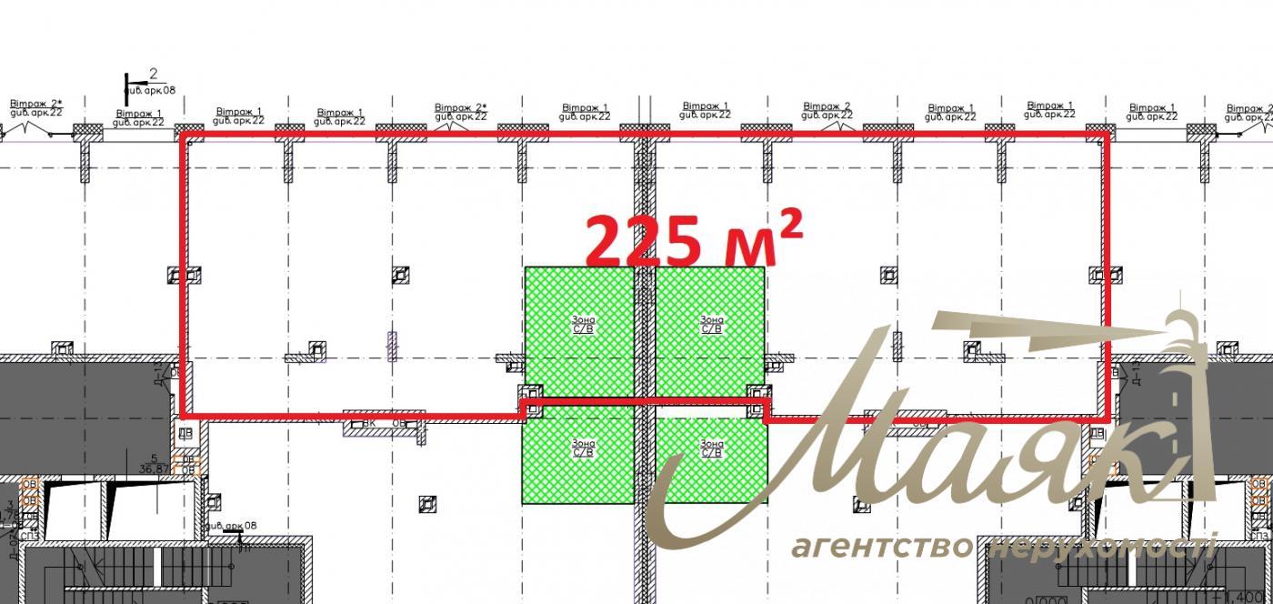 Rent of façade premises of 225 m² in the residential complex "Suchasny Kvartal", Otradny, Solomyansky district.