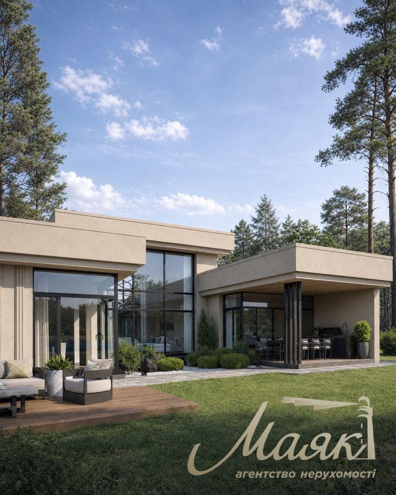 Luxury single-story house for sale: 340 m², 15 sotok, "Khutor Yasny" residential complex, VillaLumi, Lesniki village, Obukhov district, Kyiv Oblast