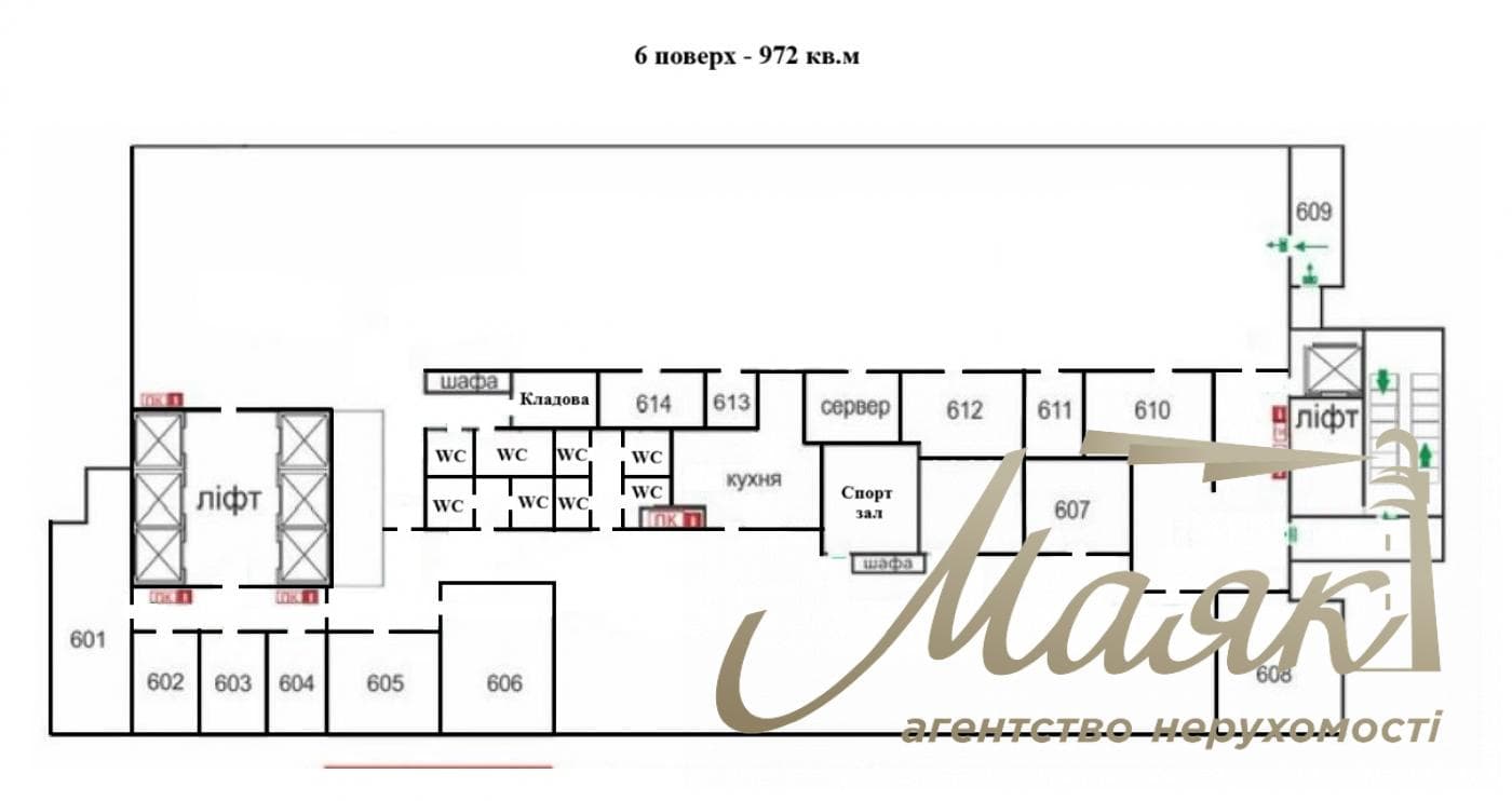 Office space for rent: 972 m² in the business center at 15 Leipzigskaya St., Pechersky District.
