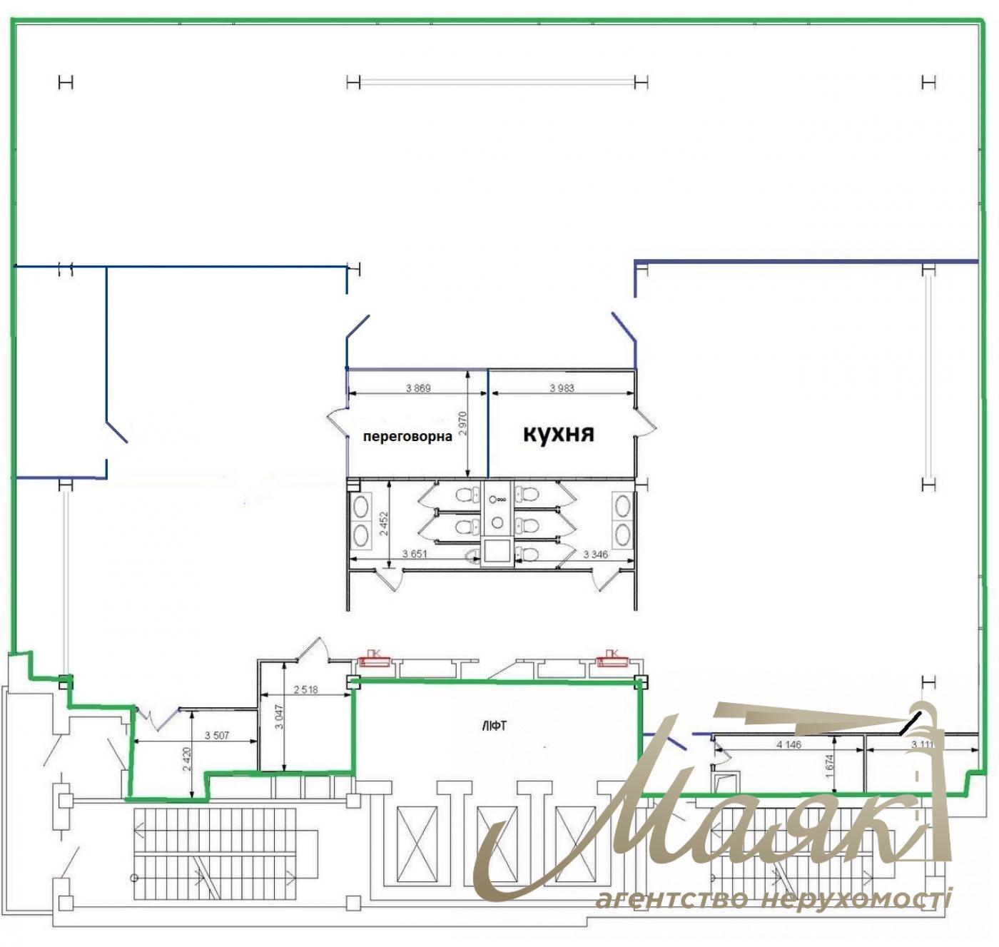 Аренда офисного помещение 652м2 с в бизнес центре, Соломенка
