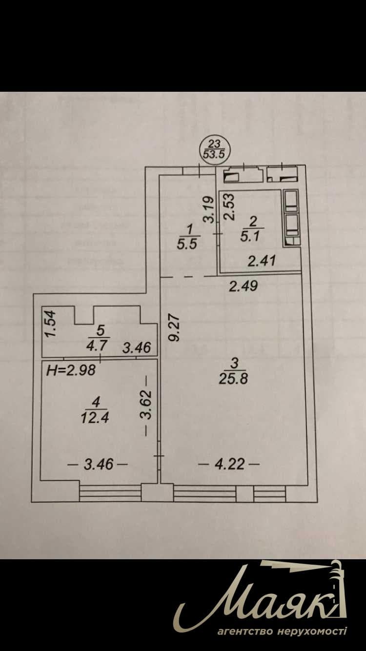 Продаж квартири площею 54 м², ЖК «Трініті»
