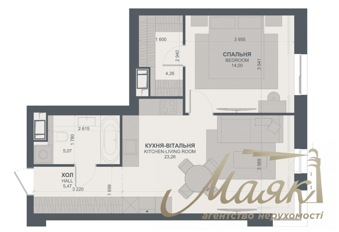 Продаж 1-кімнатної квартири, 53 м2, ЖК Трініті, вул. Тютюнника