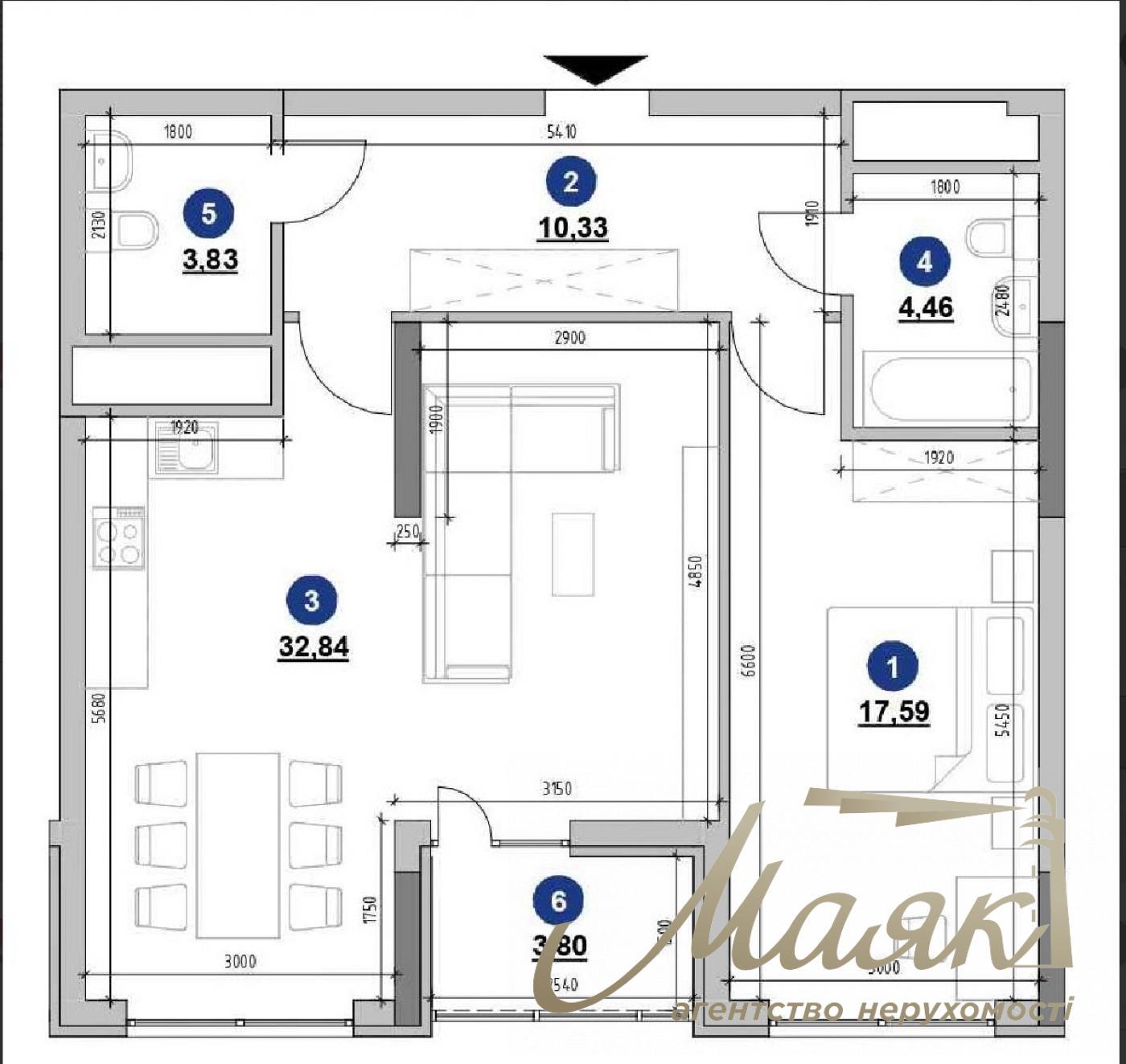 For sale 2k apartment 72.85m2 Residential Complex Nordica, 1 building