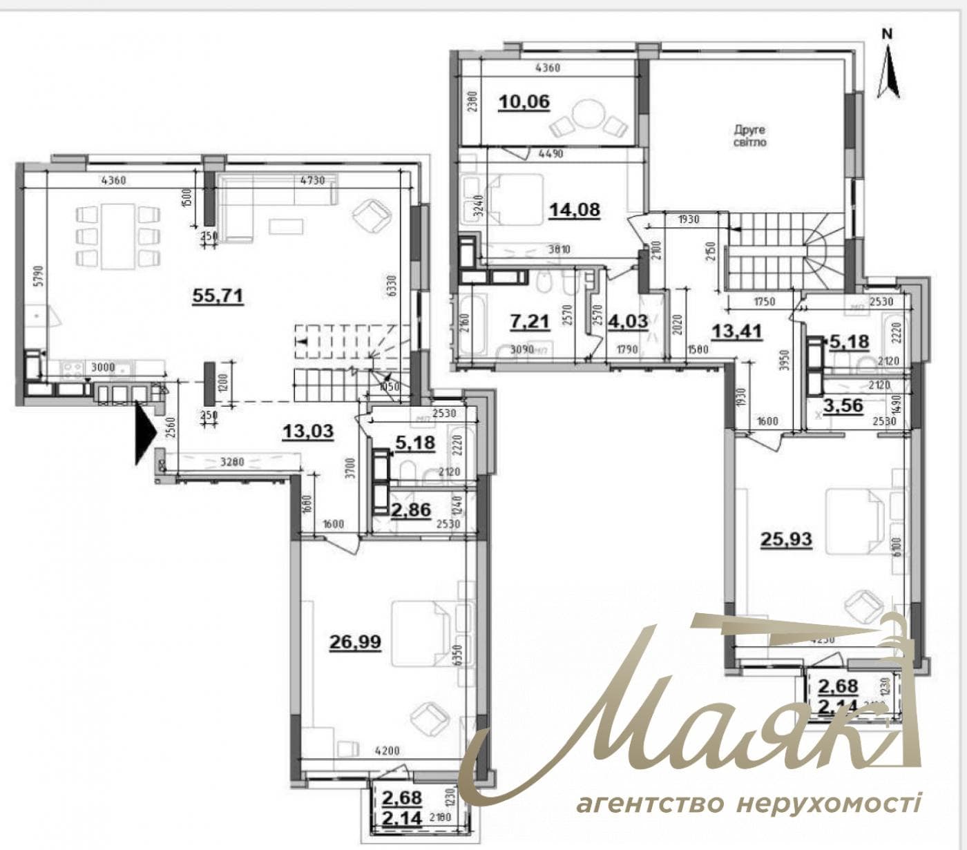 Продаж 4-кімнатної квартири площею 191 м², пентхаус, ЖК «Максима»
