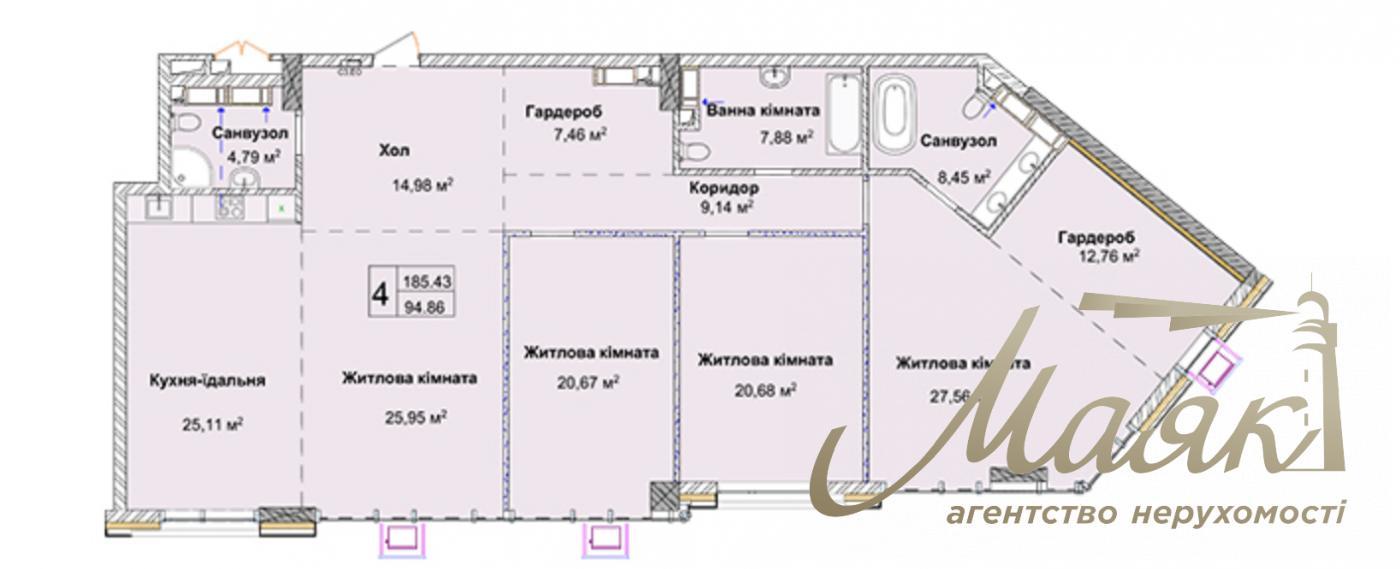 Продаж 5-кімнатної квартири 186м2 ЖК Новопечерські Липки вул. Верхогляда (Драгомирова)