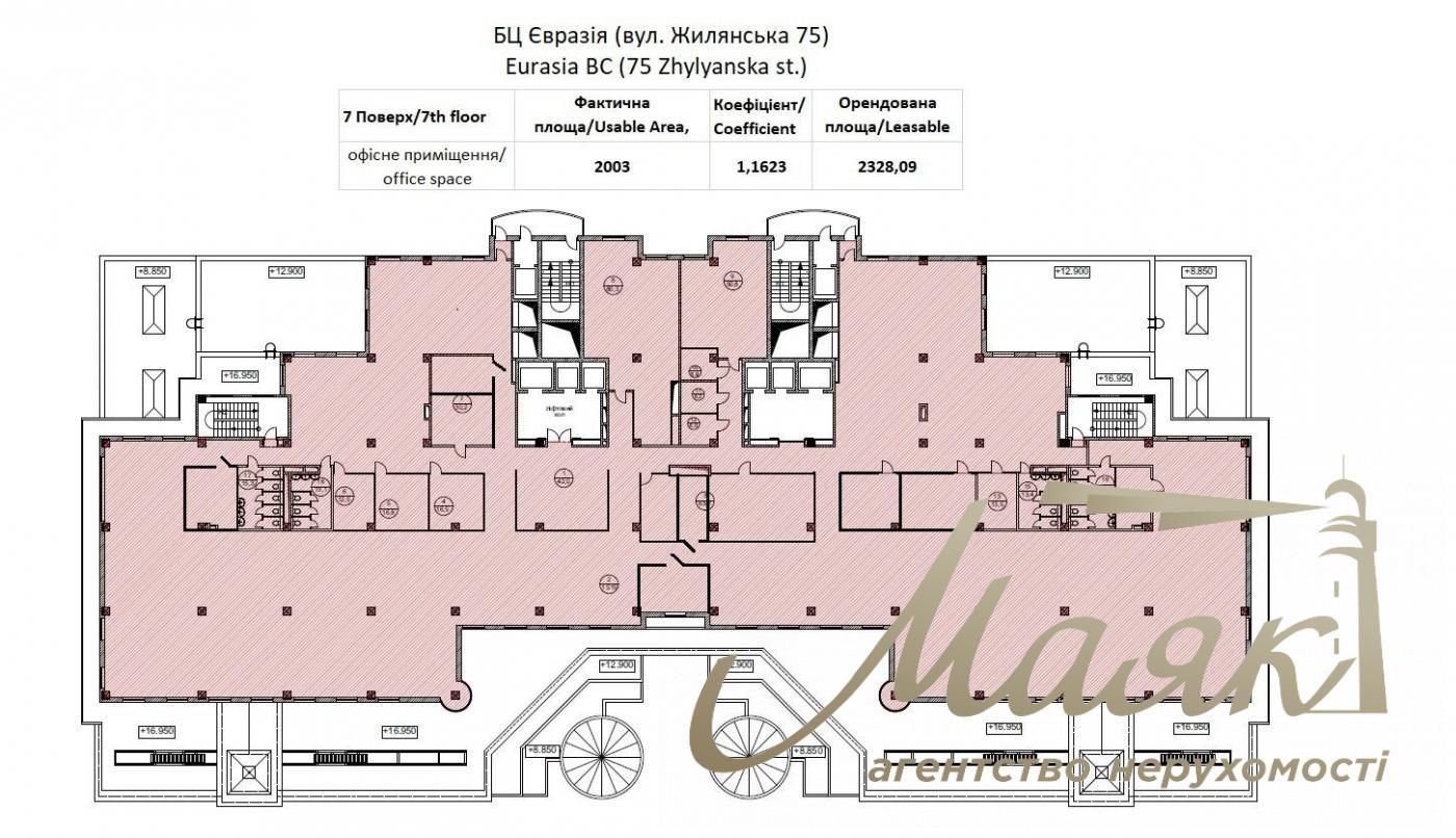 Оренда офісу БЦ Євразія 2003м2 вул. Жилянська 75