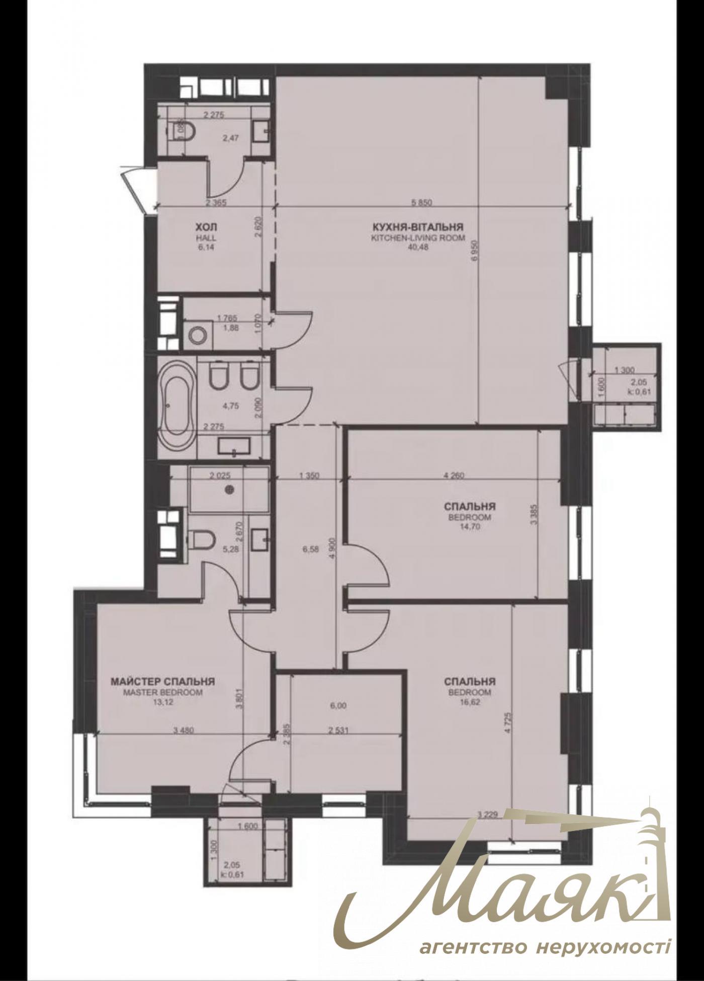 Sale of 3-room apartment 120m2 residential complex TRIIINITY, Pechersky