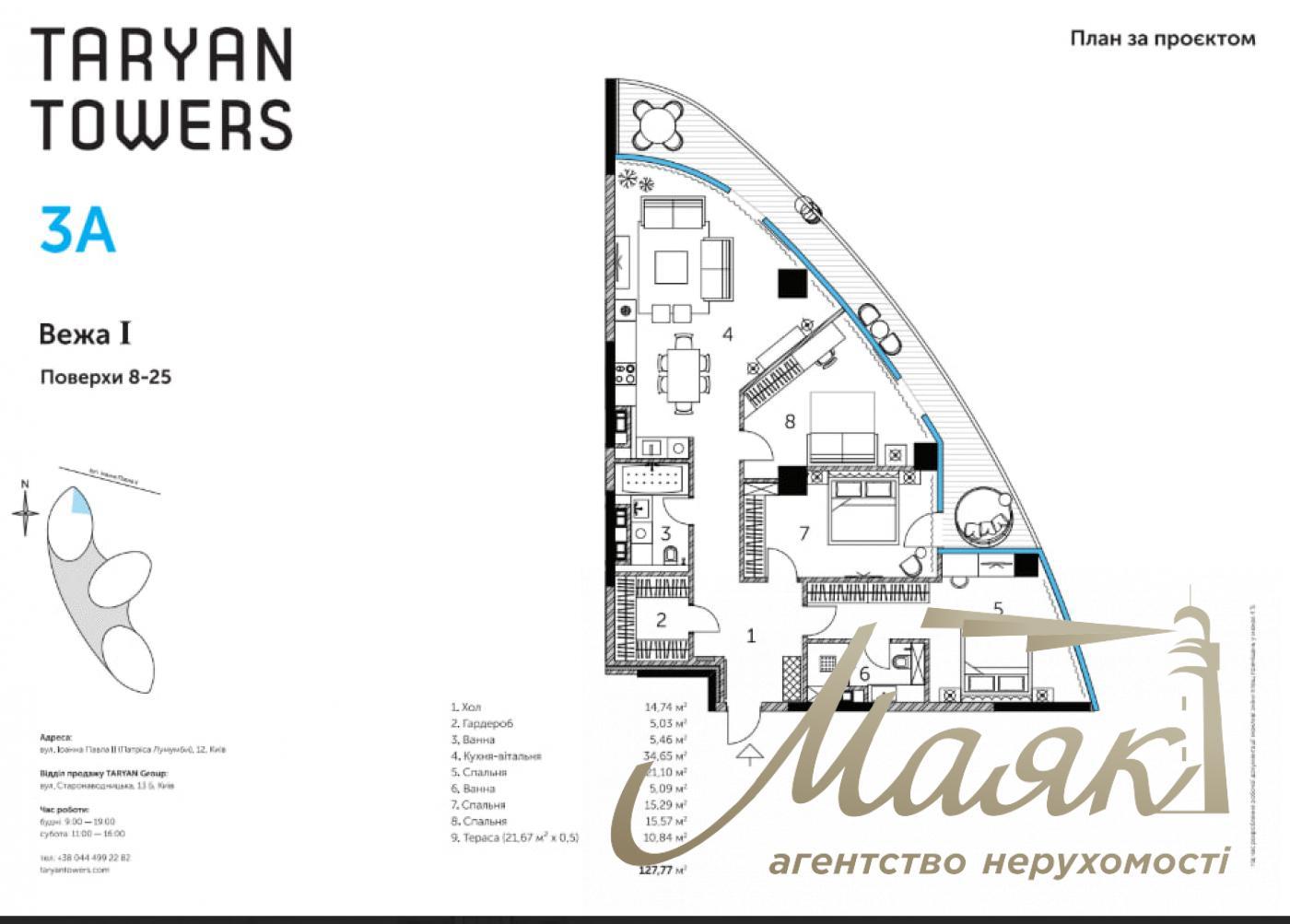 For sale 4k apartment in LCD Taryan Towers, Pechersk