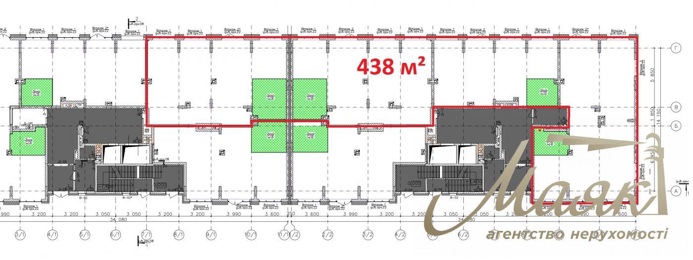 Rent of façade premises of 438 m² in the residential complex "Suchasny Kvartal", Otradny, Solomyansky district.