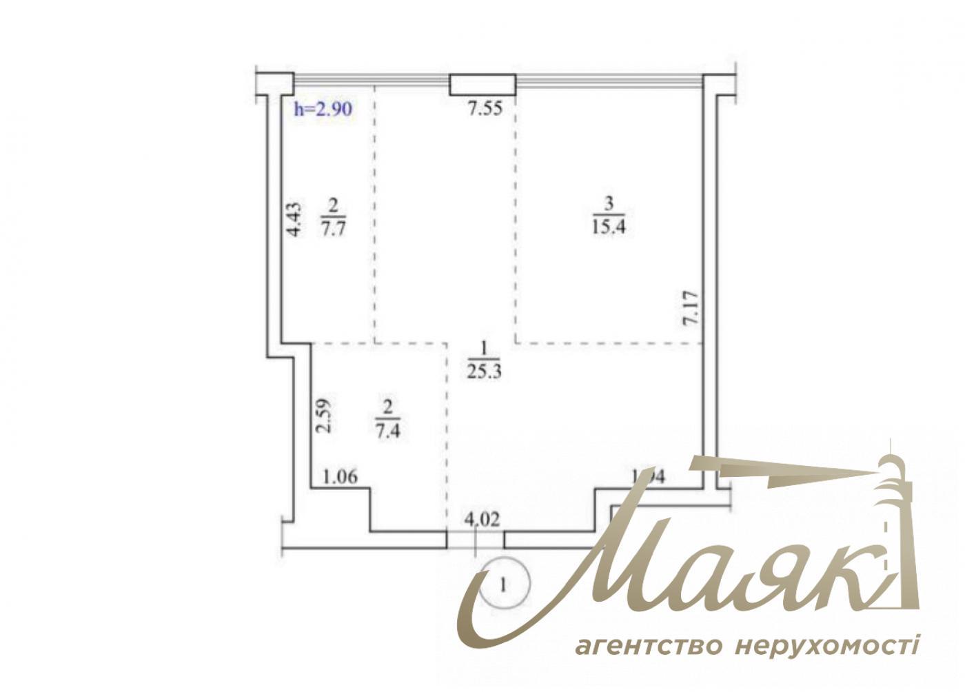 Продаж 1к квартири, 55,8м2, ЖК Бульвар Фонтанів!