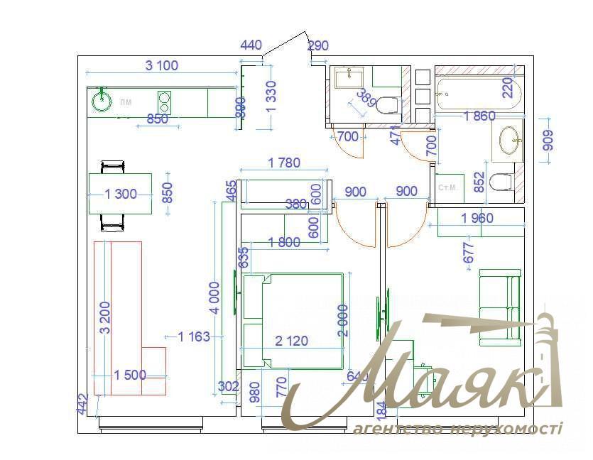 Sale of 3-room apartment in residential complex Seven (Residential Complex Seven)