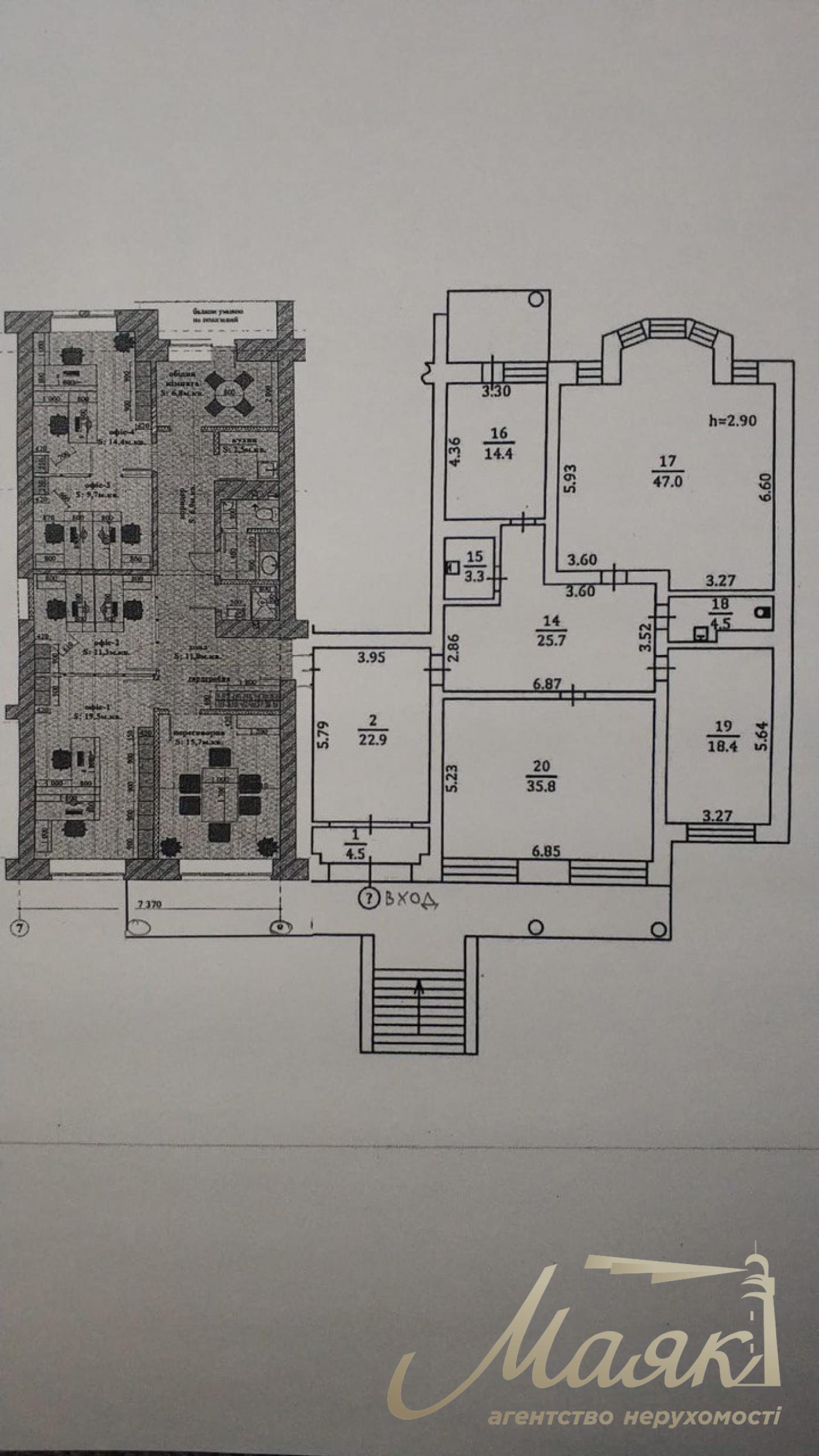 Оренда офісу 285м2 по вул.Булв'ярно-Кудрявська 13/19, Львівська площа.