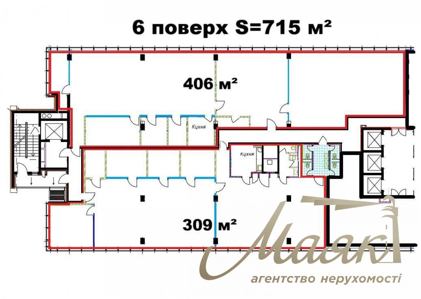 Office rent 715m2 in the center, st. Leipzigskaya, Pechersk