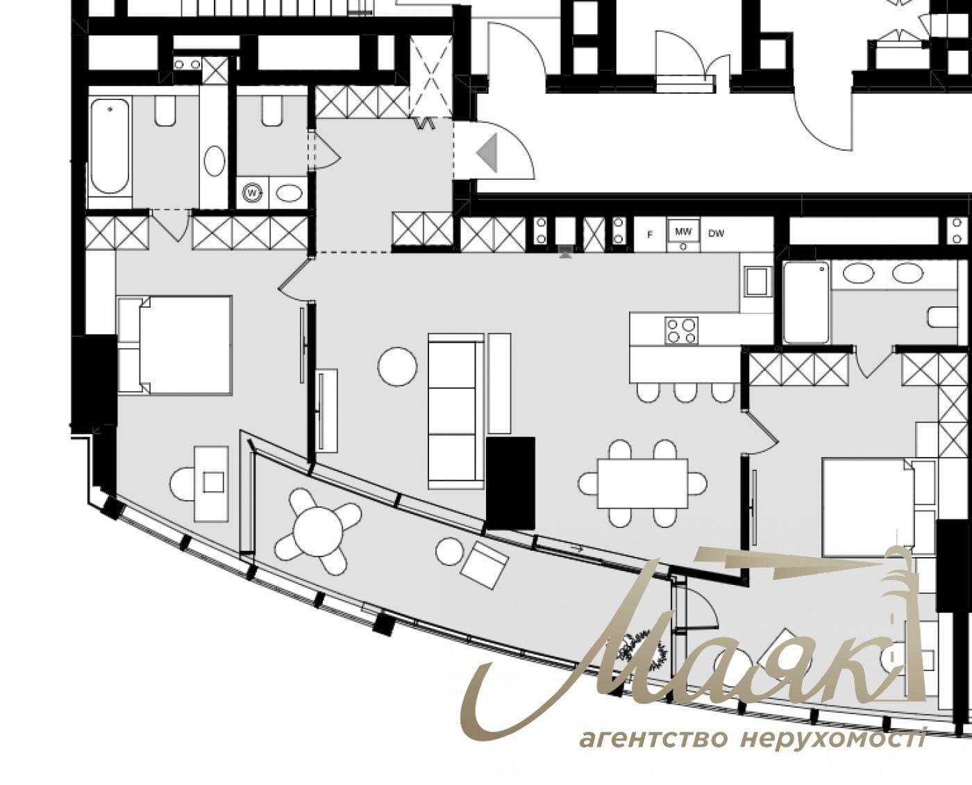 3-Bedroom Apartment for Sale in the NVER Residential Complex, Lesya Ukrainka Blvd.