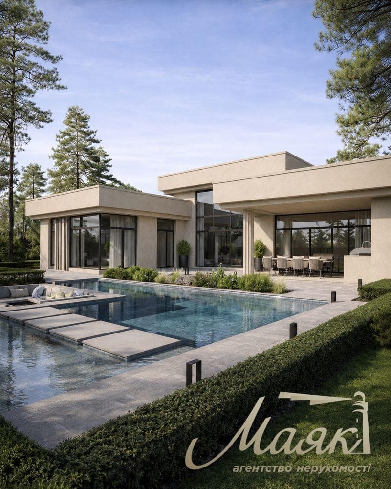 Luxury single-story house for sale: 340 m², 15 sotok, "Khutor Yasny" residential complex, VillaLumi, Lesniki village, Obukhov district, Kyiv Oblast