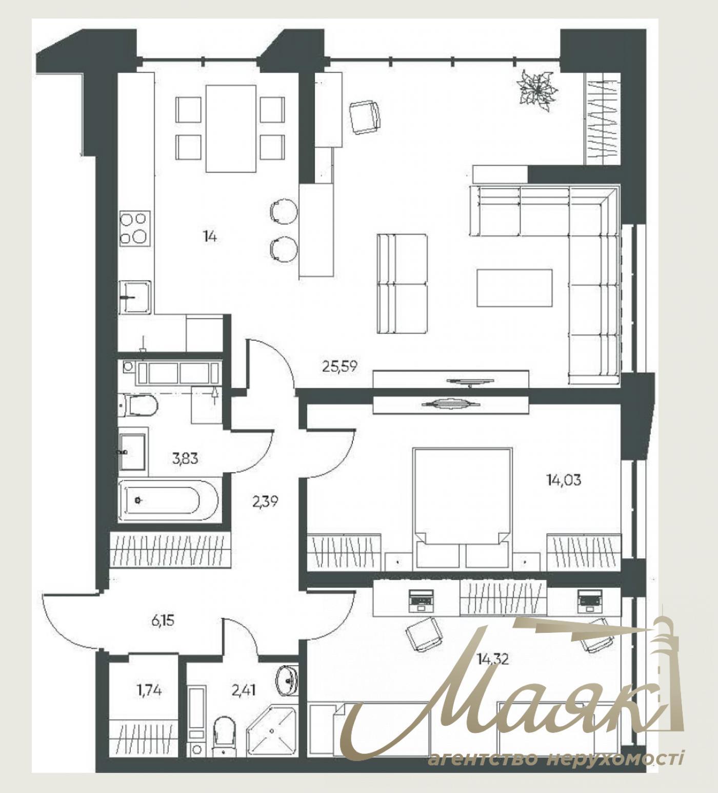 Продаж трьох кімнатної квартири в ЖК Central Hills, сп. Лисогірський