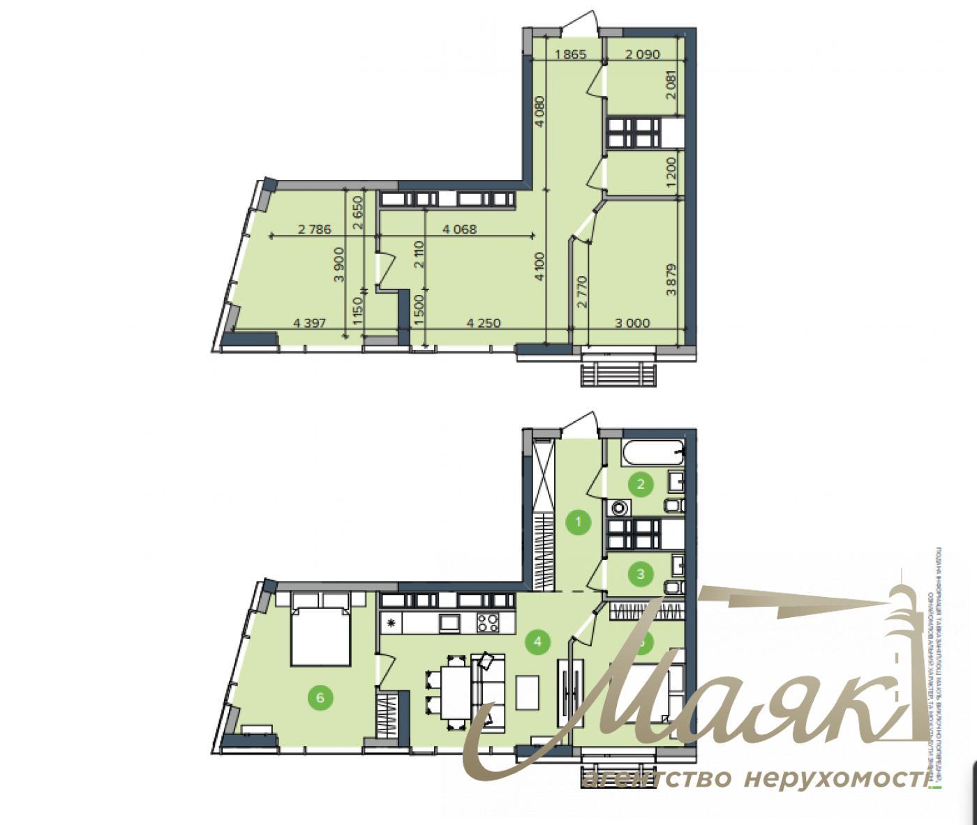 Продаж видової 2-кімнатної квартири 59 м2 у ЖК Метрополіс, Теремки