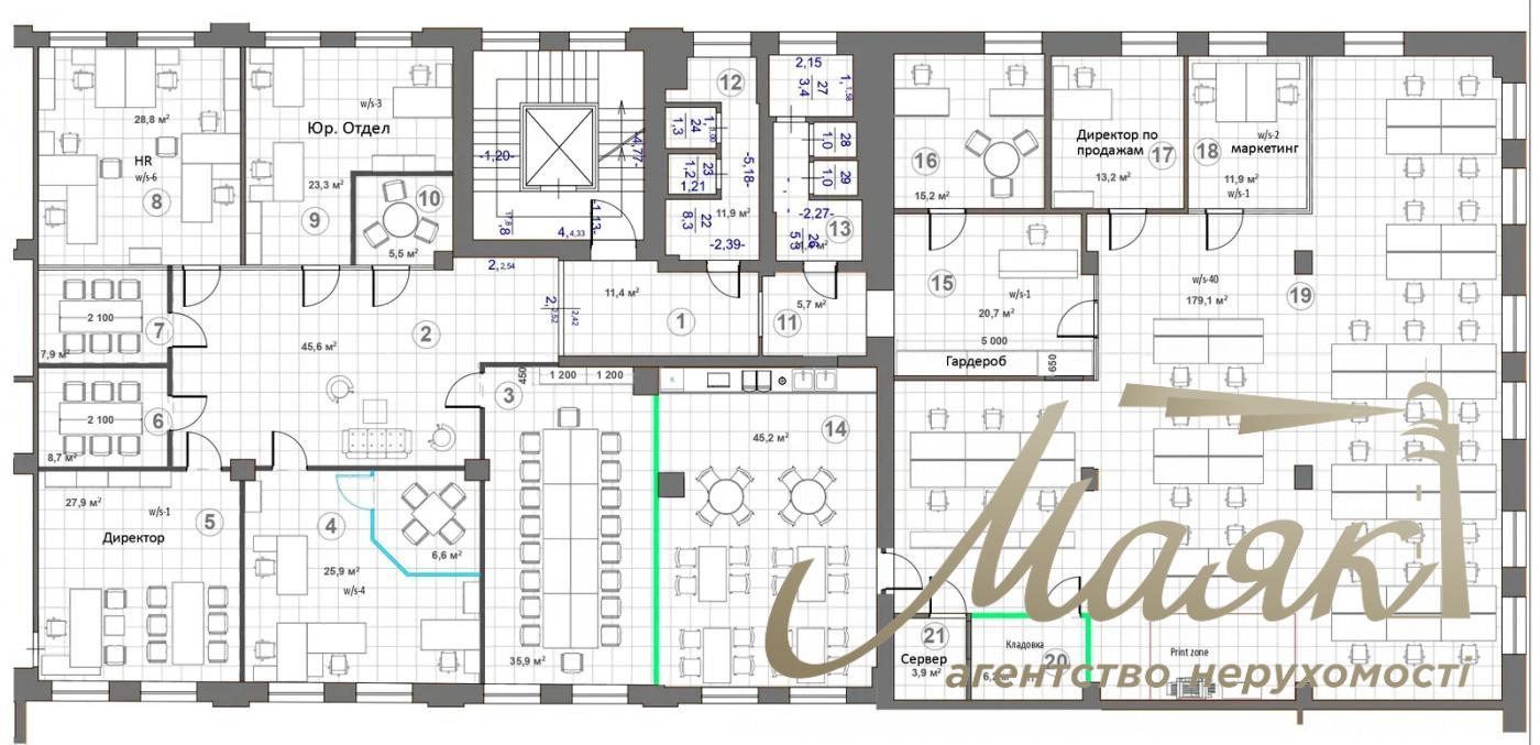 Оренда офісу 630 м2 у БЦ вул.Гайдара 58/10, Олімпійська