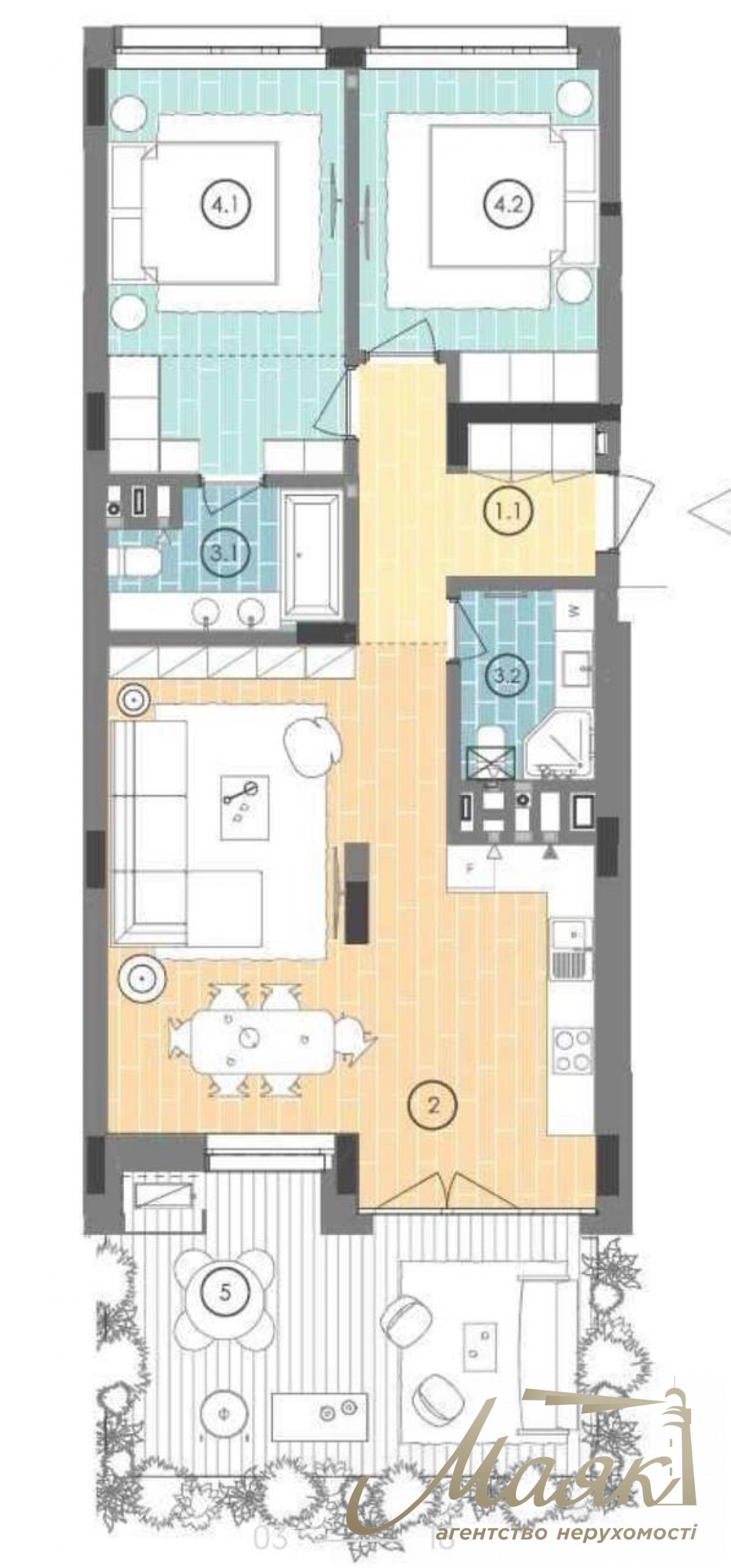 Sale of apartment with terrace in the residential complex Unit Home