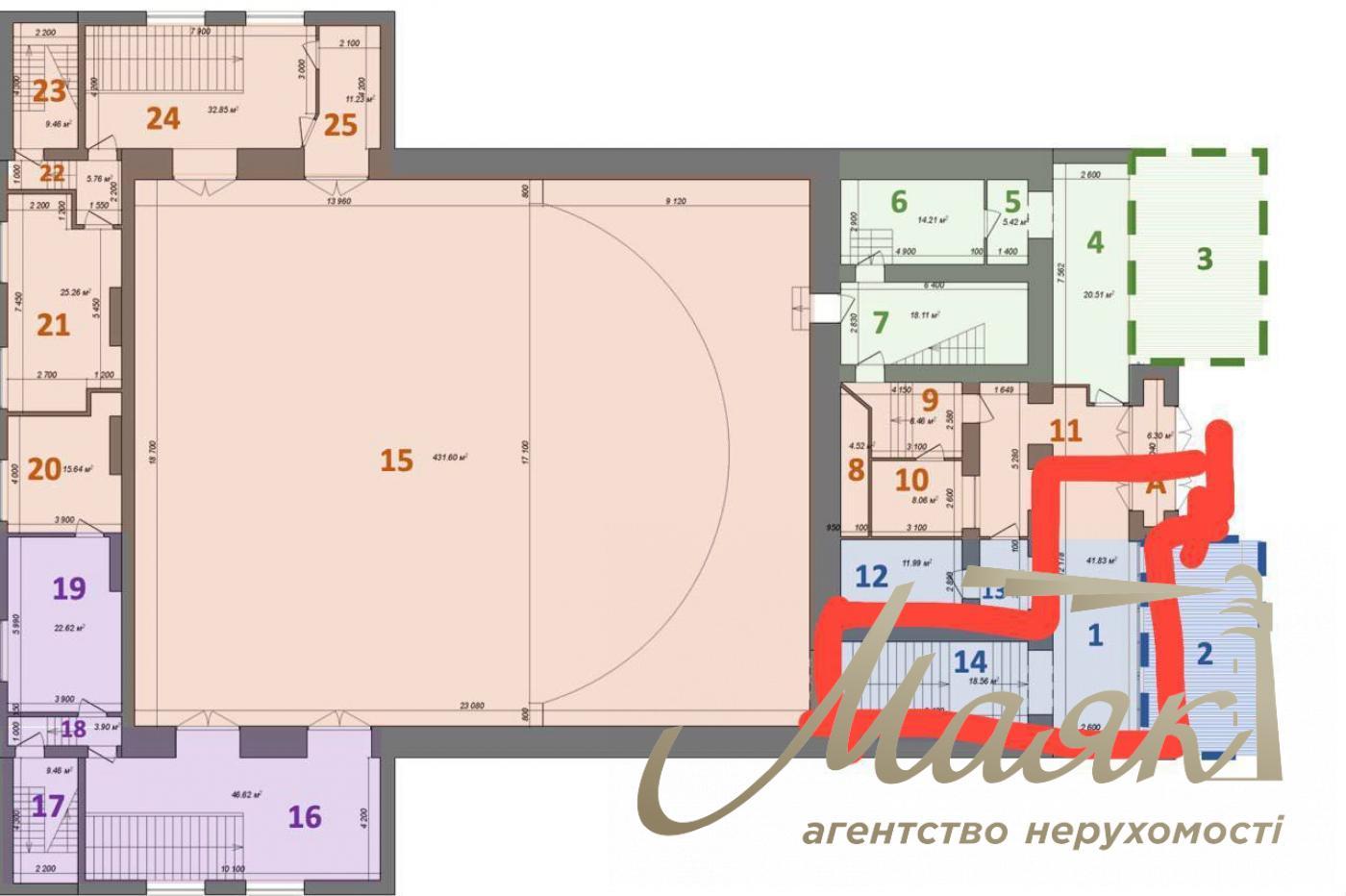 Оренда приміщення (200м2) по вул. Шота Руставелі 17