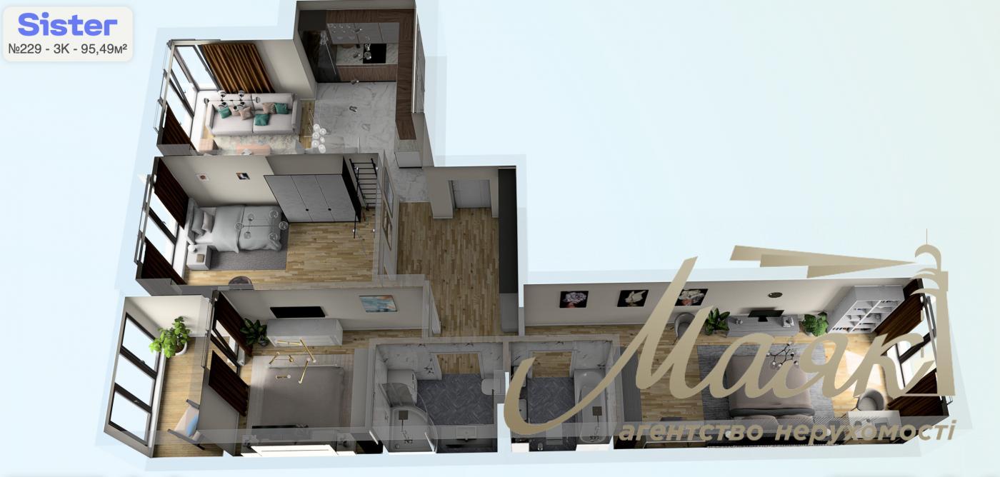 Продажа 3-комнатной квартиры в ЖК Sister, ул. Клеманская 3