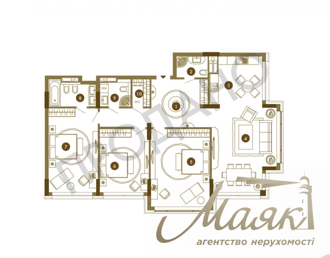 Sale of 4-room apartment 134.8 m2 in residential complex Obolon Residences st. Obolonsky Prospekt 26