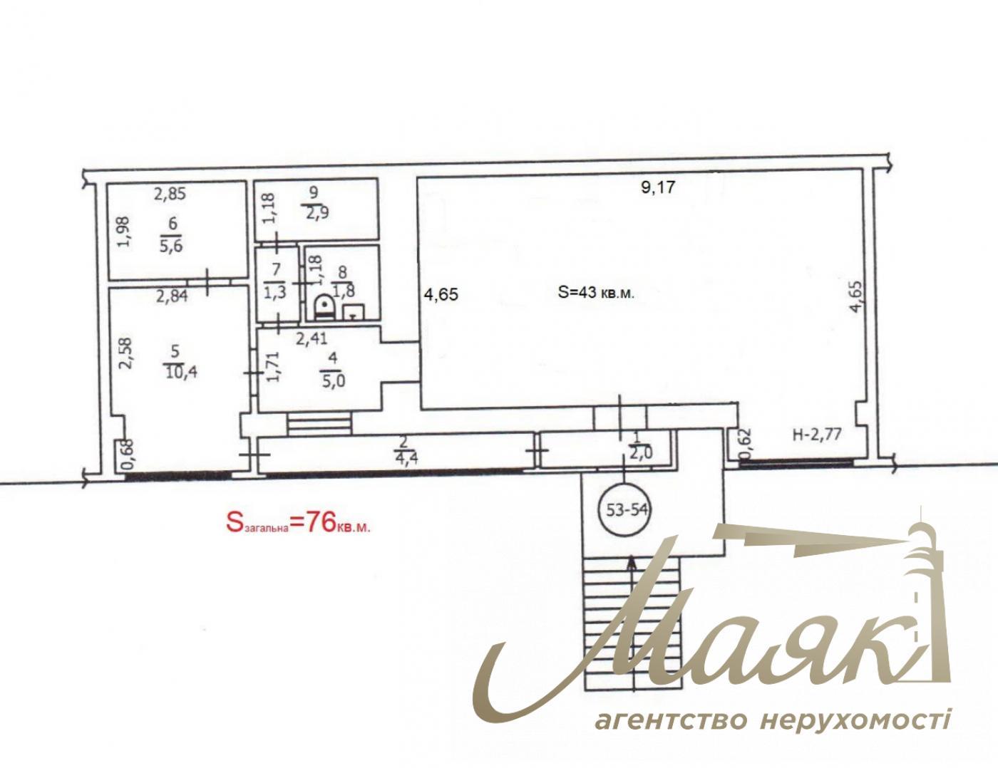 Sale of facade premises 76m2, in the center of Kyiv, Lipkovskogo st., 27/5.