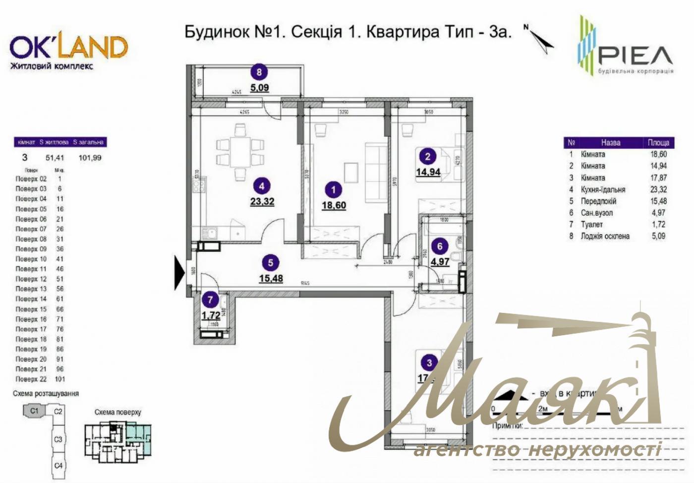 Продаж 3-кімнатної квартири ЖК OkLand, проспект Повітрофлотський, Чоколівка