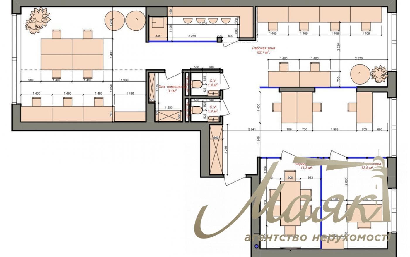 Rent a private office in the "French Quarter 2" residential complex, 3-A McKenna Street, Pechersk.