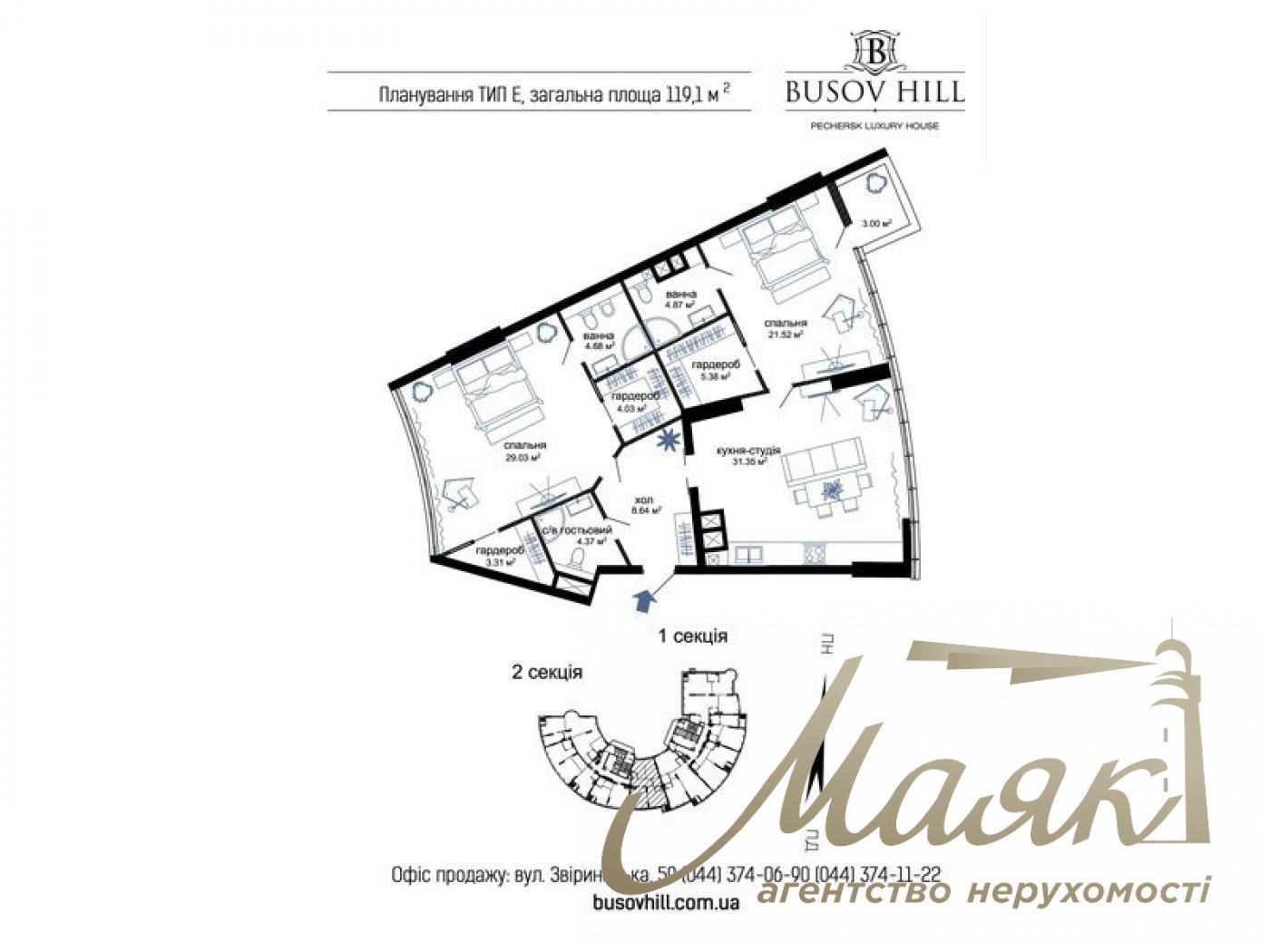 Продажа 3к квартиры в Печерском районе Киева ул. Бусловская,12 ЖК BUSOV HILL