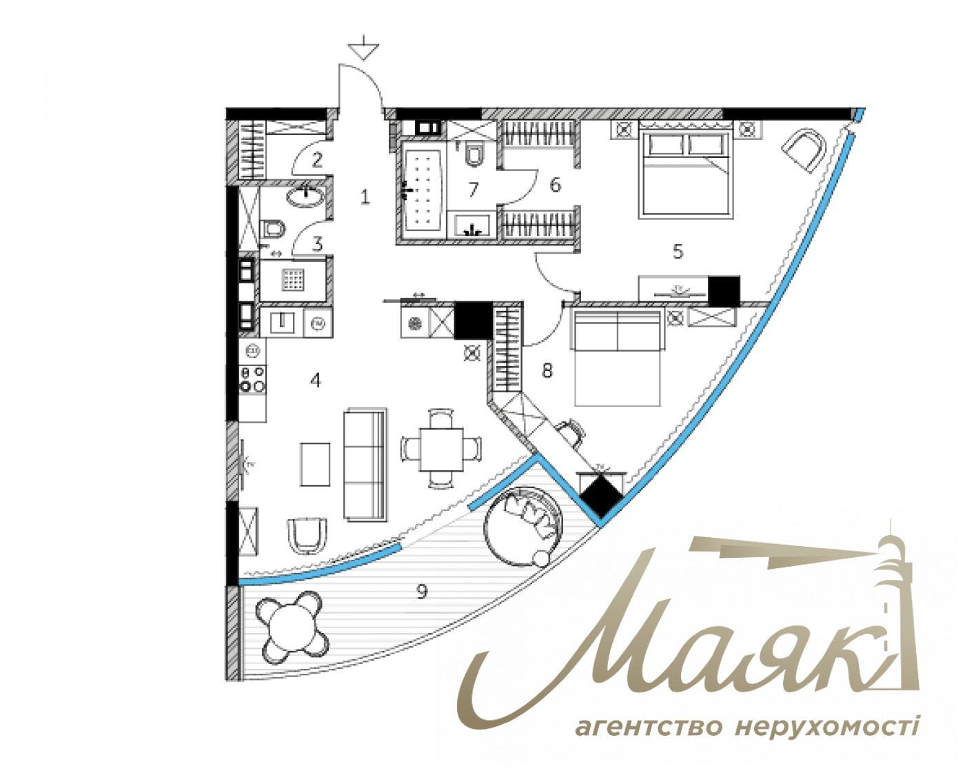 Продаж 2к 91 м2 квартири ЖК Таріан Таверс, вул. Патріса Лумумби